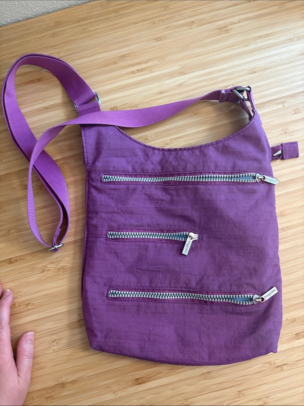 Baggallini Purple Crossbody Bag with Multiple Zip Pockets